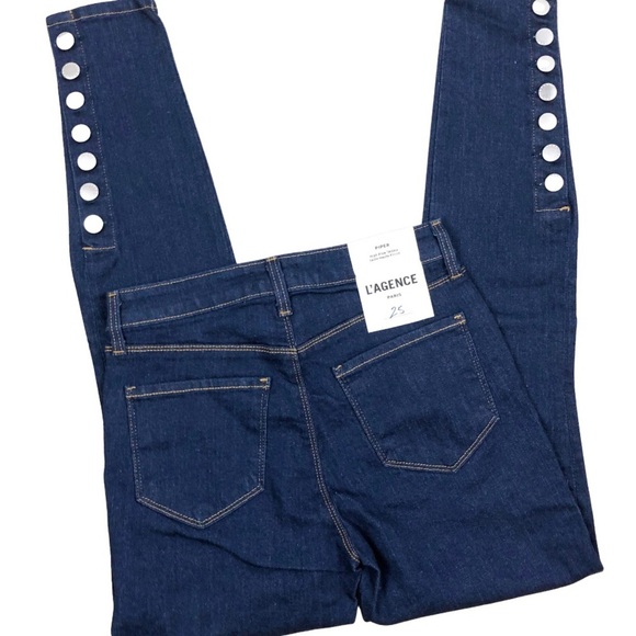 NWT L'AGENCE‎ Piper High Rise Skinny Jeans Button Ankle Dark Wash Denim Size 25 - Picture 12 of 16